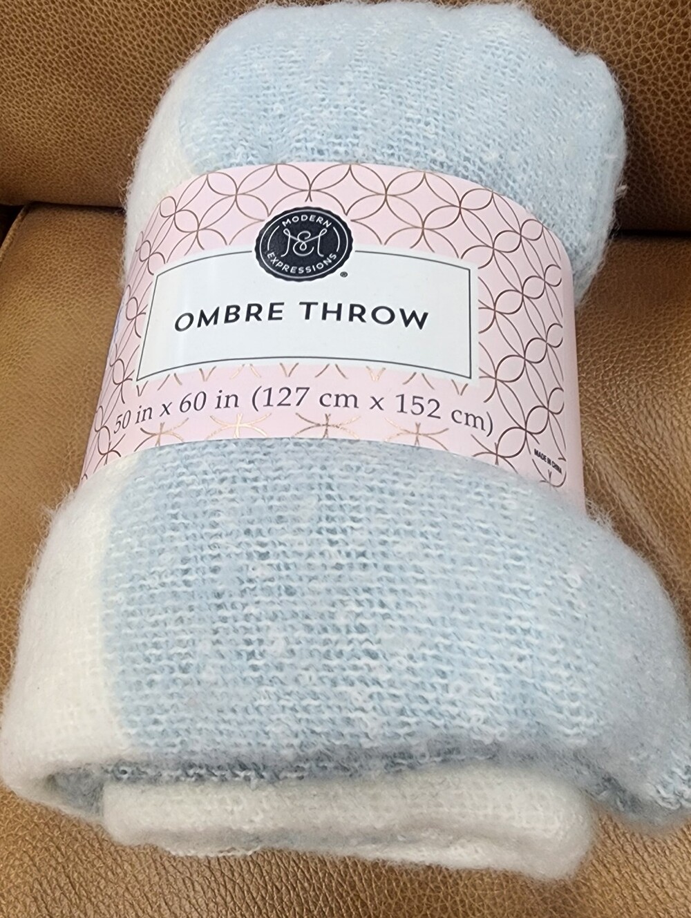 Modern Expressions Ombre Throw - Light Blue & White